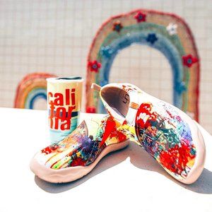 Women's Fashion Floral Art Sneaker Painted Canvas Slip-On Ladies Travel Shoes